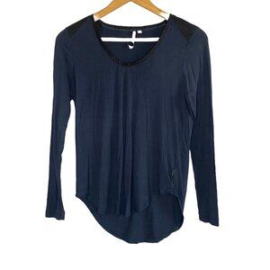 Calvin Klein Navy Blue Black Detail Long Sleeve Top